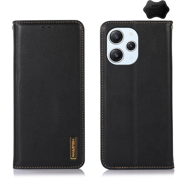 For Xiaomi Redmi 12 KHAZNEH Nappa Top Layer Cowhide Leather Phone Case(Black) - Xiaomi Cases by PMC TechLife | Online Shopping South Africa | PMC TechLife