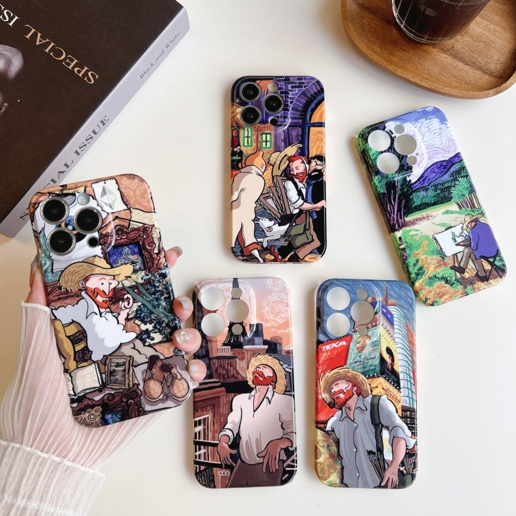 For iPhone 14 Precise Hole Oil Painting Pattern PC Phone Case(Painting) - iPhone 14 Cases by PMC TechLife | Online Shopping South Africa | PMC TechLife