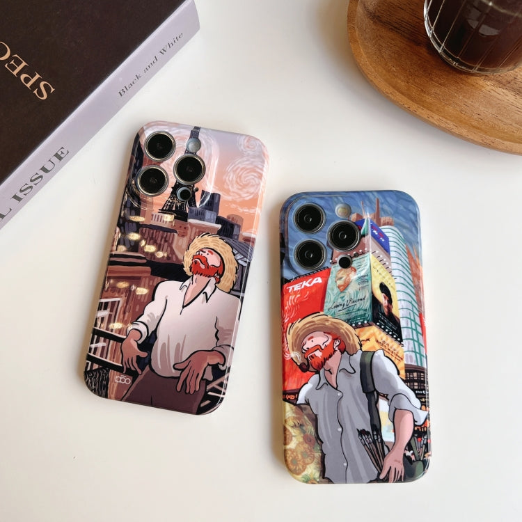 For iPhone 14 Precise Hole Oil Painting Pattern PC Phone Case(Puppy) - iPhone 14 Cases by PMC TechLife | Online Shopping South Africa | PMC TechLife