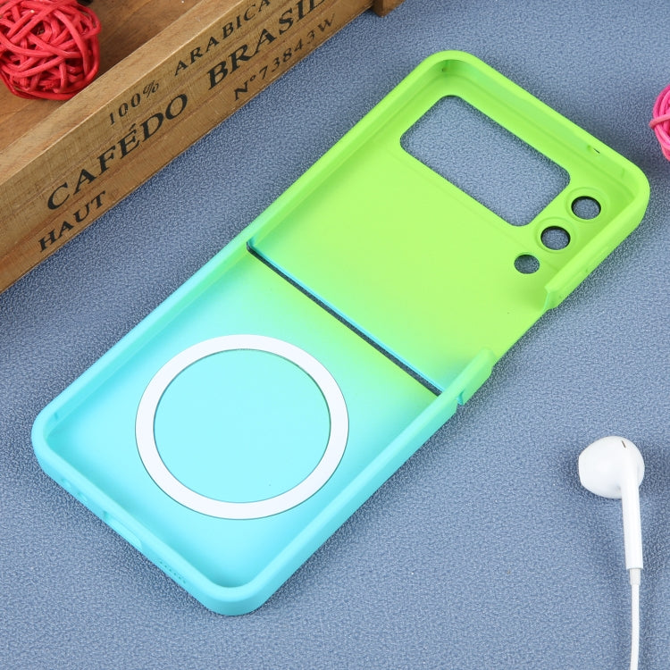For Samsung Galaxy Z Flip3 5G Liquid TPU Silicone Gradient MagSafe Phone Case(Cyan Blue) - Galaxy Phone Cases by PMC TechLife | Online Shopping South Africa | PMC TechLife