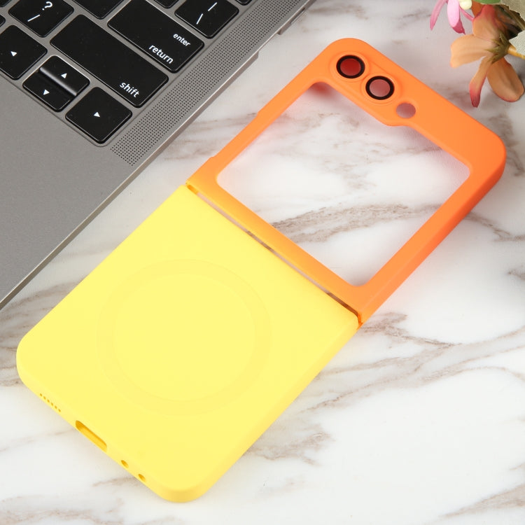 For Samsung Galaxy Z Flip5 Liquid TPU Silicone Gradient MagSafe Phone Case(Orange Yellow) - Galaxy Z Flip5 Cases by PMC TechLife | Online Shopping South Africa | PMC TechLife