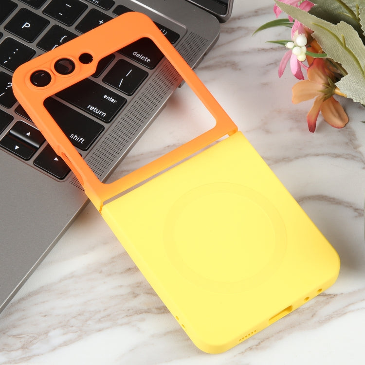 For Samsung Galaxy Z Flip5 Liquid TPU Silicone Gradient MagSafe Phone Case(Orange Yellow) - Galaxy Z Flip5 Cases by PMC TechLife | Online Shopping South Africa | PMC TechLife