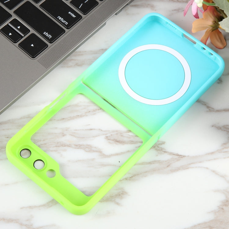 For Samsung Galaxy Z Flip5 Liquid TPU Silicone Gradient MagSafe Phone Case(Cyan Blue) - free shipping - PMC TechLife - Order now!