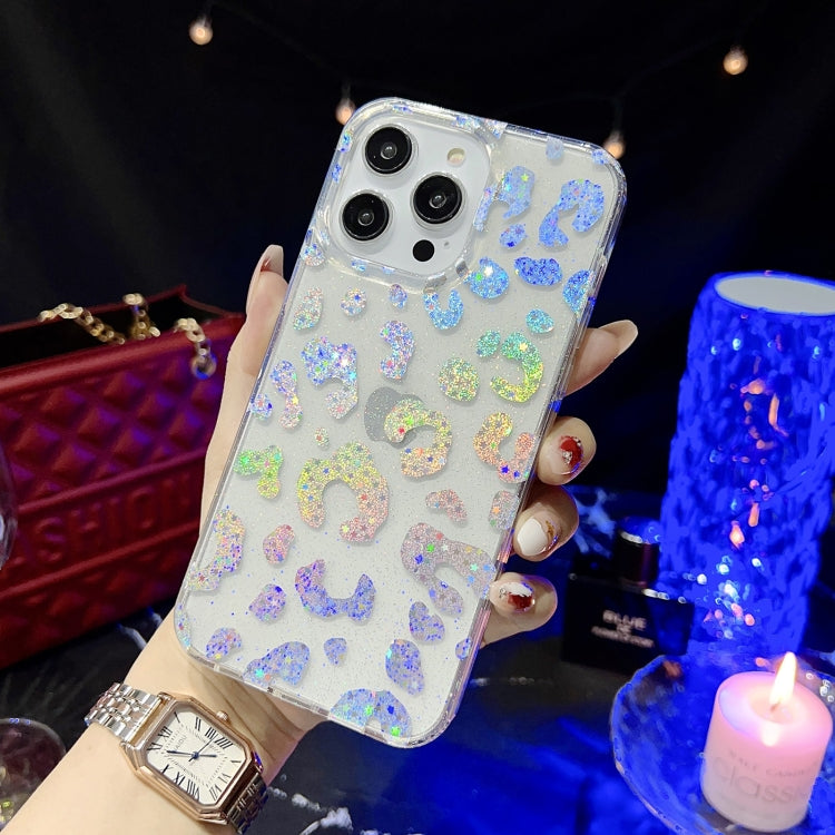 For iPhone 14 Pro Max Little Star Series Glitter Powder TPU Phone Case(Leopard Print) - free shipping - PMC TechLife - Order now!