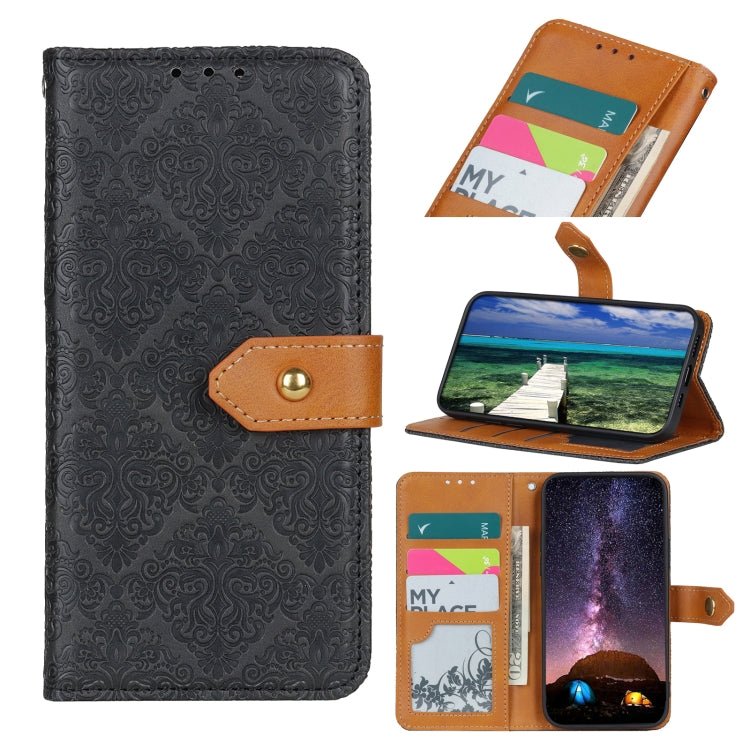 For Xiaomi Poco F5 Pro/Redmi K60/K60 Pro European Floral Embossed Flip Leather Phone Case(Black) - free shipping - PMC TechLife - Order now!