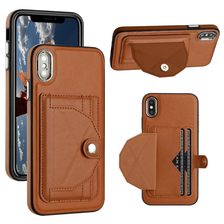 For iPhone XS Max Shockproof Leather Phone Case with Card Holder(Brown) - free shipping - PMC TechLife - Order now!