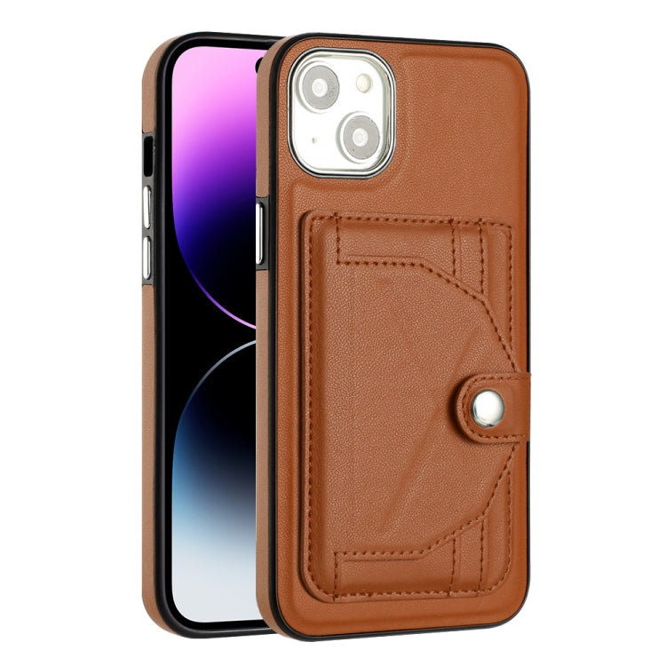 For iPhone 15 Plus Shockproof Leather Phone Case with Card Holder(Brown) - free shipping - PMC TechLife - Order now!