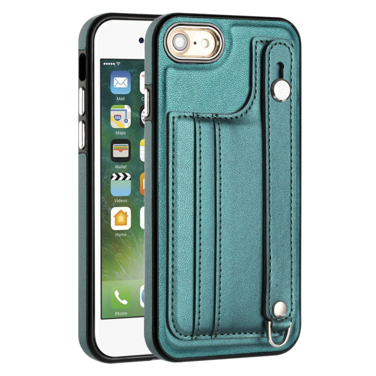 For iPhone SE 2022/SE 2020/6/7/8 Shockproof Leather Phone Case with Wrist Strap(Green) - free shipping - PMC TechLife - Order now!