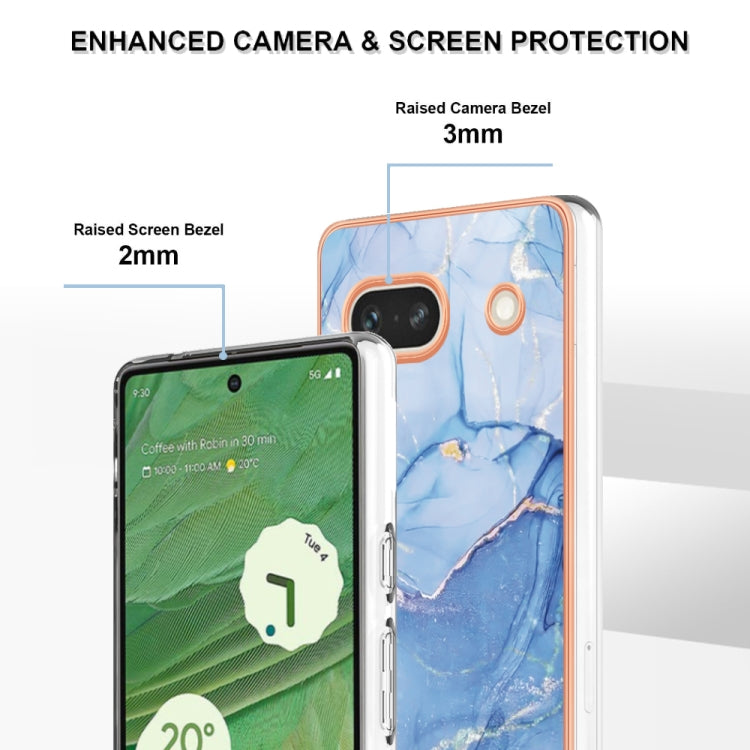 For Google Pixel 7a Electroplating Marble Dual-side IMD Phone Case(Blue 018) - free shipping - PMC TechLife - Order now!