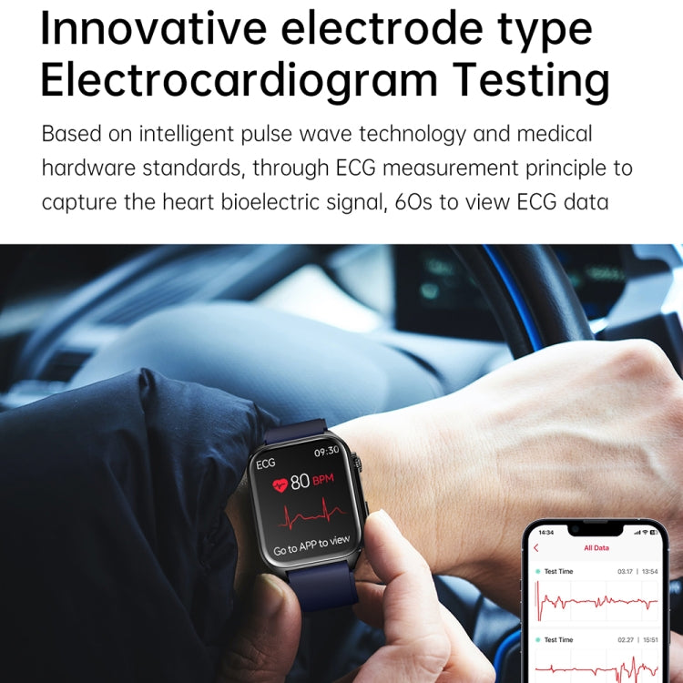 TK12 1.96 inch IP67 Waterproof Silicone Band Smart Watch Supports ECG / Remote Families Care / Bluetooth Call / Body Temperature Monitoring(Blue) - Smart Watches by PMC TechLife | Online Shopping South Africa | PMC TechLife