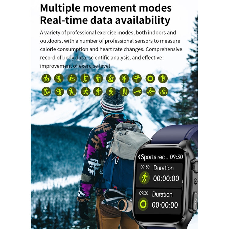 TK12 1.96 inch IP67 Waterproof Leather Band Smart Watch Supports ECG / Remote Families Care / Bluetooth Call / Body Temperature Monitoring(Black) - Smart Watches by PMC TechLife | Online Shopping South Africa | PMC TechLife
