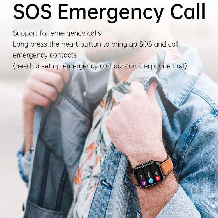 TK12 1.96 inch IP67 Waterproof Leather Band Smart Watch Supports ECG / Remote Families Care / Bluetooth Call / Body Temperature Monitoring(Brown) - Smart Watches by PMC TechLife | Online Shopping South Africa | PMC TechLife