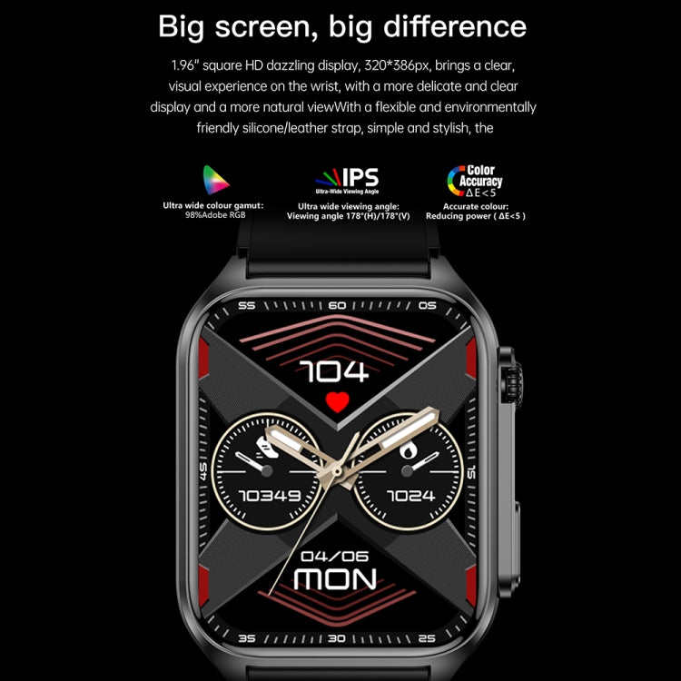 TK12 1.96 inch IP67 Waterproof Leather Band Smart Watch Supports ECG / Remote Families Care / Bluetooth Call / Body Temperature Monitoring(Black) - Smart Watches by PMC TechLife | Online Shopping South Africa | PMC TechLife