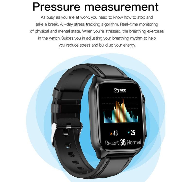 TK12 1.96 inch IP67 Waterproof Leather Band Smart Watch Supports ECG / Remote Families Care / Bluetooth Call / Body Temperature Monitoring(Brown) - Smart Watches by PMC TechLife | Online Shopping South Africa | PMC TechLife