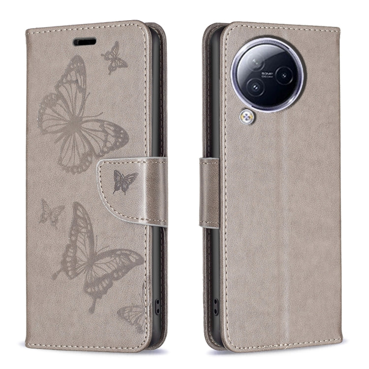 For Xiaomi Civi 3 5G Two Butterflies Embossing Leather Phone Case(Grey) - free shipping - PMC TechLife - Order now!
