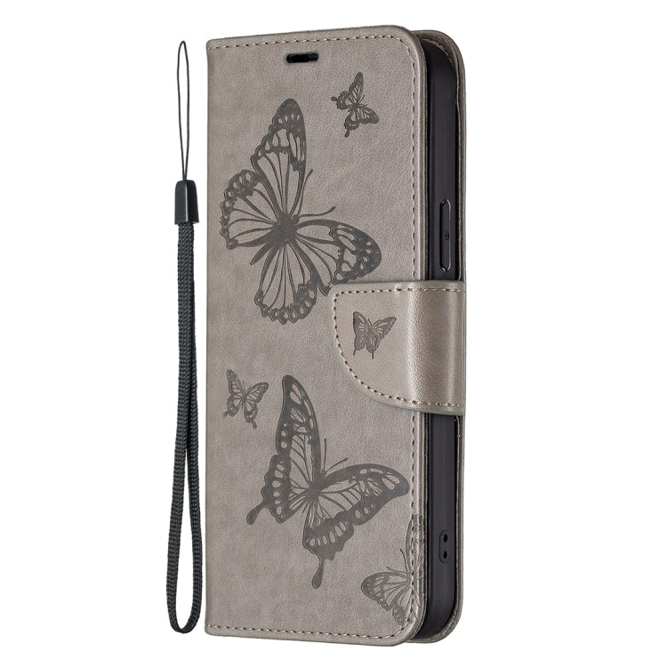 For Xiaomi Redmi 12 4G Two Butterflies Embossing Leather Phone Case(Grey) - free shipping - PMC TechLife - Order now!