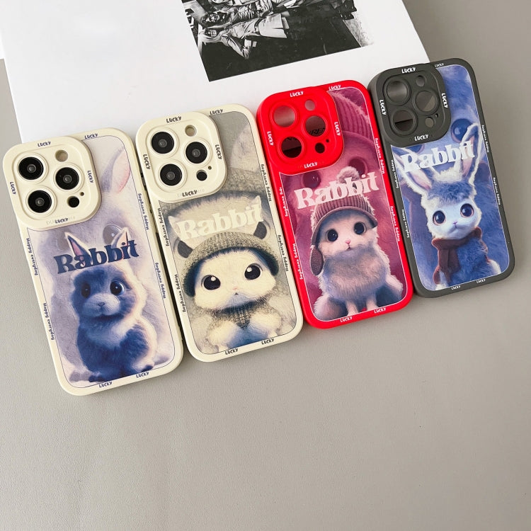 For iPhone XR Liquid Silicone Oil Painting Rabbit Phone Case(Black Blue Grey) - free shipping - PMC TechLife - Order now!