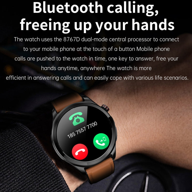 TK22 1.39 inch IP67 Waterproof Leather Band Smart Watch Supports ECG / Non-invasive Blood Sugar(Black) - Smart Watches by PMC TechLife | Online Shopping South Africa | PMC TechLife