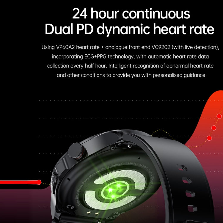 TK22 1.39 inch IP67 Waterproof Leather Band Smart Watch Supports ECG / Non-invasive Blood Sugar(Black) - Smart Watches by PMC TechLife | Online Shopping South Africa | PMC TechLife