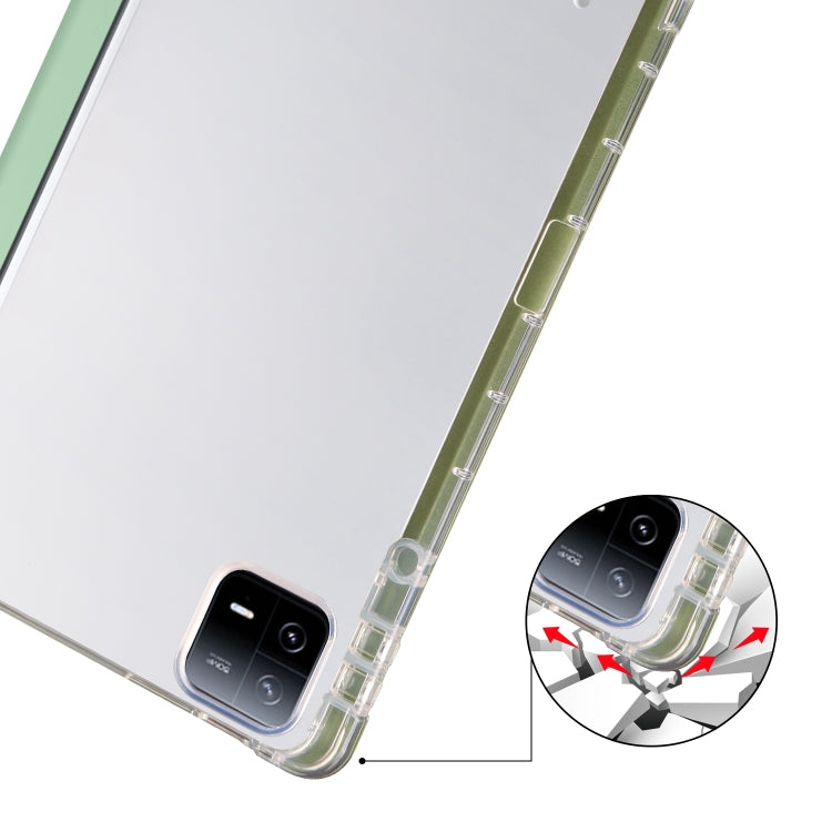 For Xiaomi Pad 6 / 6 Pro 3-fold Clear TPU Smart Leather Tablet Case with Pen Slot(Green) - free shipping - PMC TechLife - Order now!