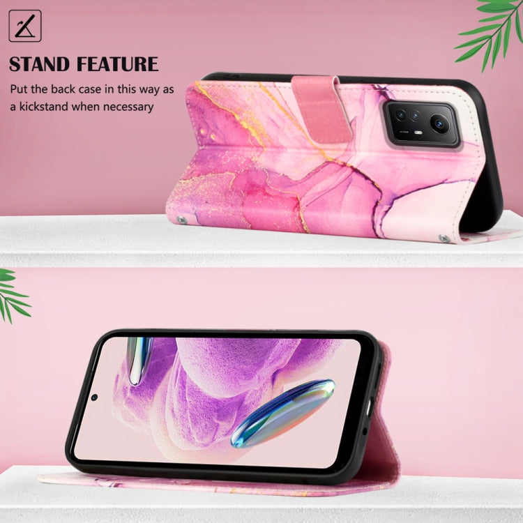 For Xiaomi Redmi Note 12S 4G Global PT003 Marble Pattern Flip Leather Phone Case(Pink Purple Gold LS001) - free shipping - PMC TechLife - Order now!