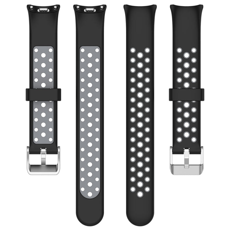 For Xiaomi Mi Band 8 Two-color Steel Plug Silicone Watch Band(Black Grey) - Watch Bands by PMC TechLife | Online Shopping South Africa | PMC TechLife