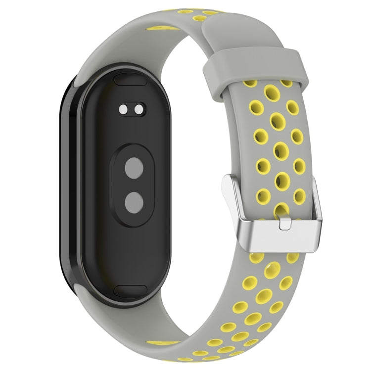 For Xiaomi Mi Band 8 Two-color Steel Plug Silicone Watch Band(Grey Yellow) - Watch Bands by PMC TechLife | Online Shopping South Africa | PMC TechLife