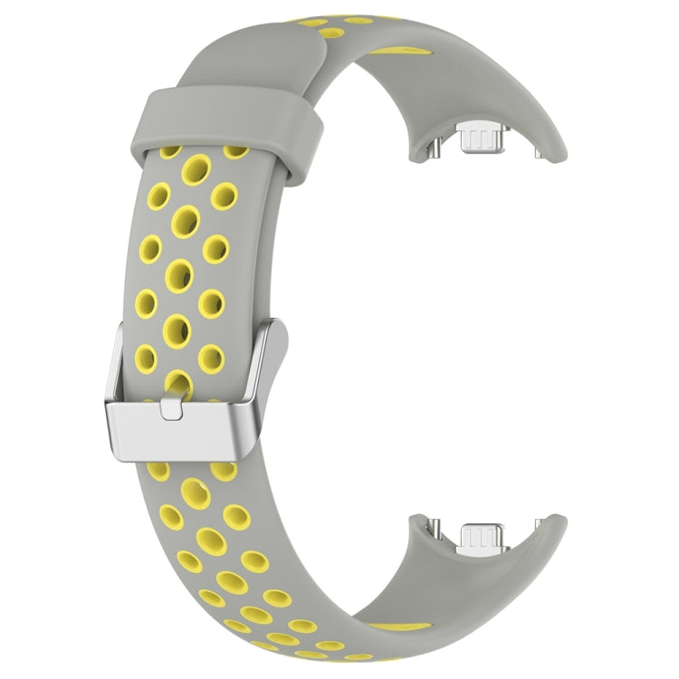 For Xiaomi Mi Band 8 Two-color Steel Plug Silicone Watch Band(Grey Yellow) - Watch Bands by PMC TechLife | Online Shopping South Africa | PMC TechLife