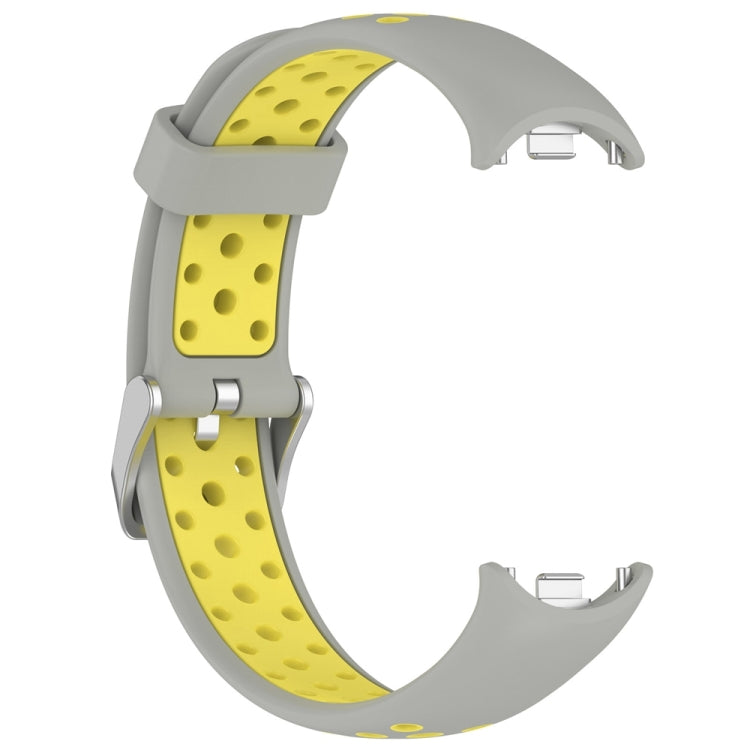 For Xiaomi Mi Band 8 Two-color Steel Plug Silicone Watch Band(Grey Yellow) - Watch Bands by PMC TechLife | Online Shopping South Africa | PMC TechLife