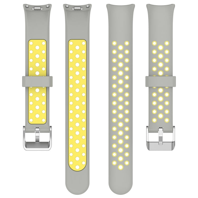 For Xiaomi Mi Band 8 Two-color Steel Plug Silicone Watch Band(Grey Yellow) - Watch Bands by PMC TechLife | Online Shopping South Africa | PMC TechLife
