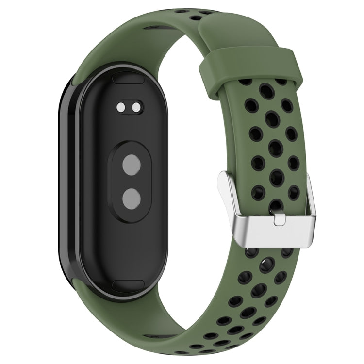 For Xiaomi Mi Band 8 Two-color Steel Plug Silicone Watch Band(Army Green Black) - Watch Bands by PMC TechLife | Online Shopping South Africa | PMC TechLife