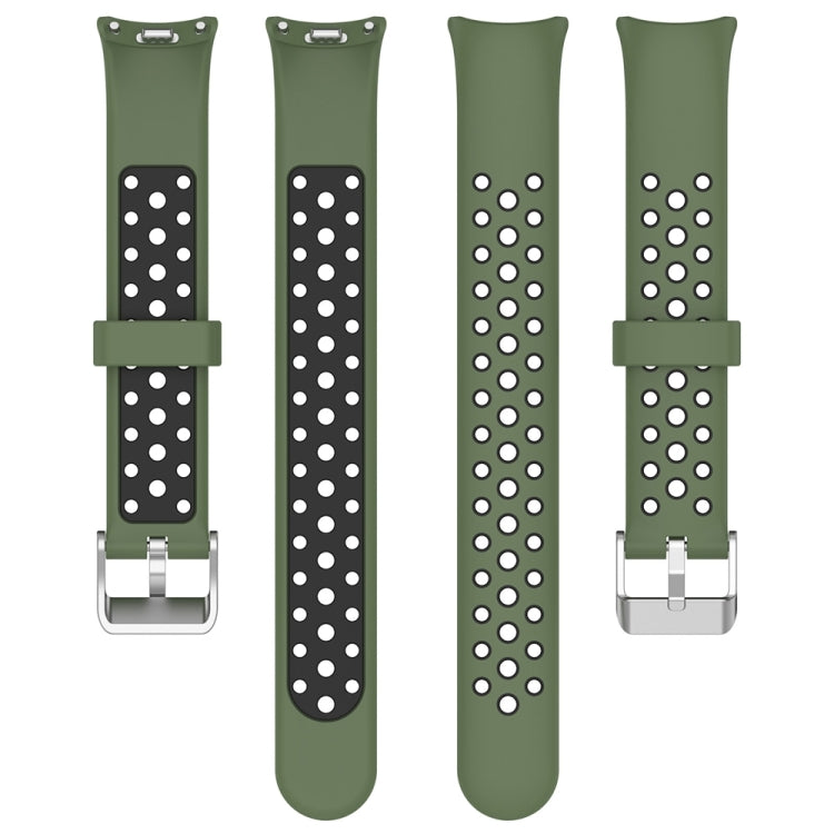 For Xiaomi Mi Band 8 Two-color Steel Plug Silicone Watch Band(Army Green Black) - Watch Bands by PMC TechLife | Online Shopping South Africa | PMC TechLife