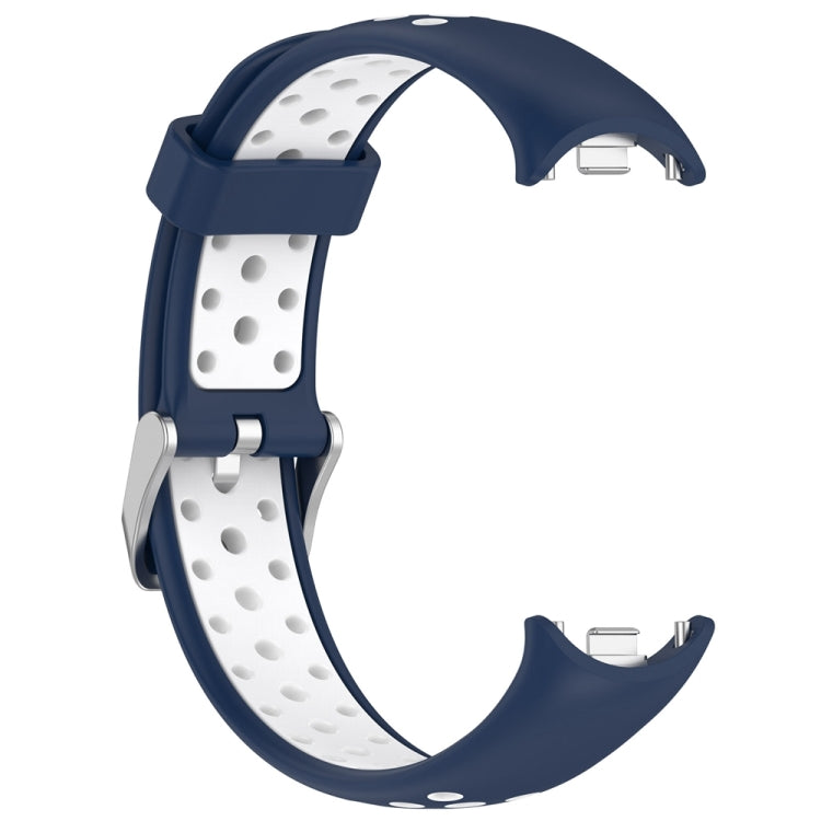 For Xiaomi Mi Band 8 Two-color Steel Plug Silicone Watch Band(Blue White) - Watch Bands by PMC TechLife | Online Shopping South Africa | PMC TechLife