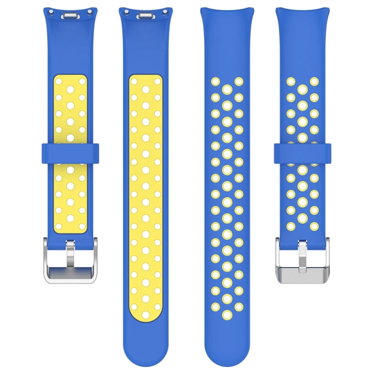 For Xiaomi Mi Band 8 Two-color Steel Plug Silicone Watch Band(Blue Yellow) - Watch Bands by PMC TechLife | Online Shopping South Africa | PMC TechLife
