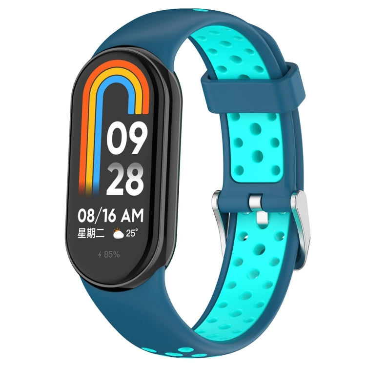 For Xiaomi Mi Band 8 Two-color Steel Plug Silicone Watch Band(Blue Teal) - Watch Bands by PMC TechLife | Online Shopping South Africa | PMC TechLife