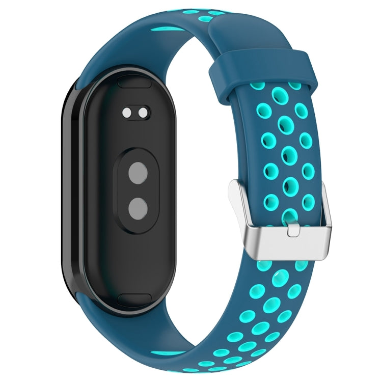 For Xiaomi Mi Band 8 Two-color Steel Plug Silicone Watch Band(Blue Teal) - Watch Bands by PMC TechLife | Online Shopping South Africa | PMC TechLife