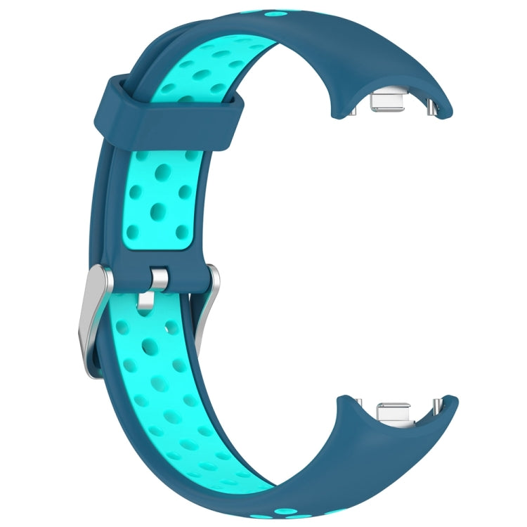 For Xiaomi Mi Band 8 Two-color Steel Plug Silicone Watch Band(Blue Teal) - Watch Bands by PMC TechLife | Online Shopping South Africa | PMC TechLife