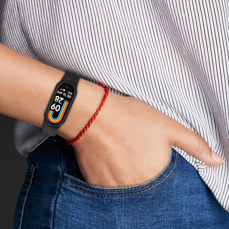 For Xiaomi Mi Band 8 Two-color Steel Plug Silicone Watch Band(White Black) - Watch Bands by PMC TechLife | Online Shopping South Africa | PMC TechLife