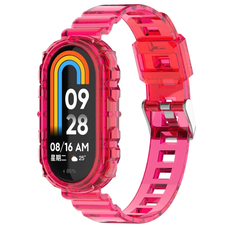 For Xiaomi Mi Band 8 Integrated Transparent Silicone Watch Band(Rose Red) - Watch Bands by PMC TechLife | Online Shopping South Africa | PMC TechLife