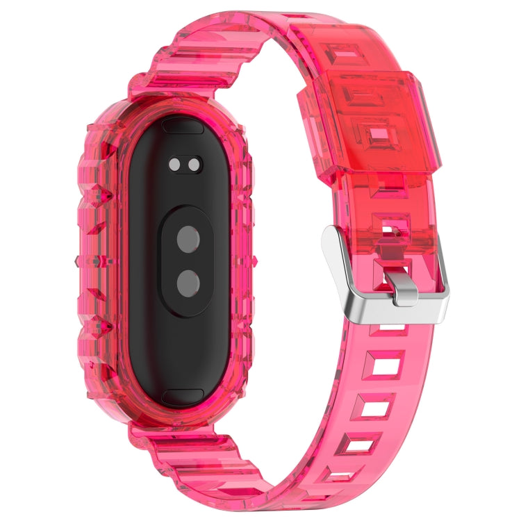 For Xiaomi Mi Band 8 Integrated Transparent Silicone Watch Band(Rose Red) - Watch Bands by PMC TechLife | Online Shopping South Africa | PMC TechLife