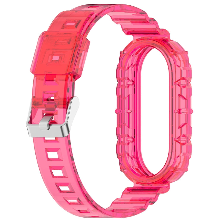 For Xiaomi Mi Band 8 Integrated Transparent Silicone Watch Band(Rose Red) - Watch Bands by PMC TechLife | Online Shopping South Africa | PMC TechLife