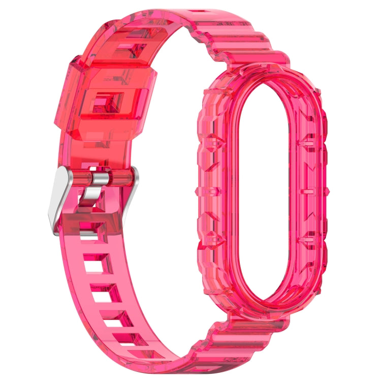 For Xiaomi Mi Band 8 Integrated Transparent Silicone Watch Band(Rose Red) - Watch Bands by PMC TechLife | Online Shopping South Africa | PMC TechLife