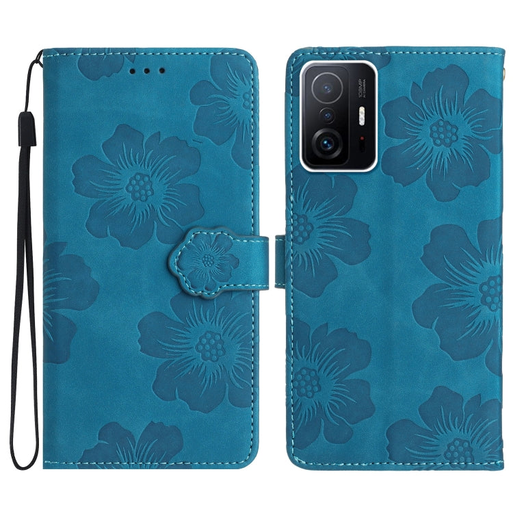 For Xiaomi 11T / 11T Pro Flower Embossing Pattern Leather Phone Case(Blue) - free shipping - PMC TechLife - Order now!