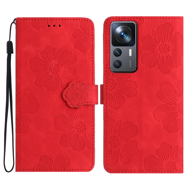 For Xiaomi 12T  / 12T Pro Flower Embossing Pattern Leather Phone Case(Red) - free shipping - PMC TechLife - Order now!