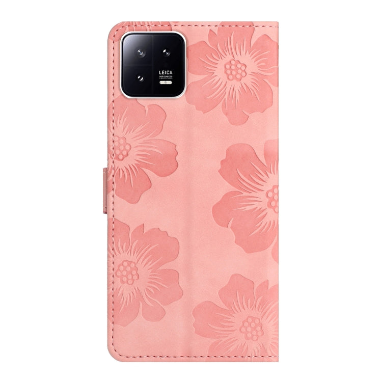 For Xiaomi 13 Flower Embossing Pattern Leather Phone Case(Pink) - free shipping - PMC TechLife - Order now!