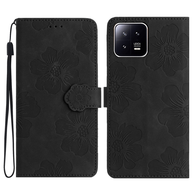 For Xiaomi 13 Flower Embossing Pattern Leather Phone Case(Black) - free shipping - PMC TechLife - Order now!