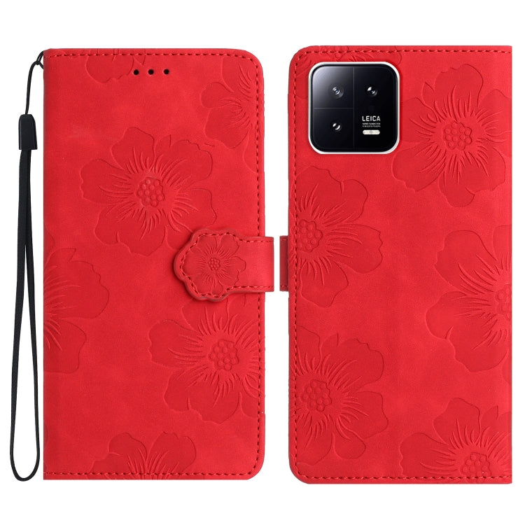 For Xiaomi 13 Pro Flower Embossing Pattern Leather Phone Case(Red) - free shipping - PMC TechLife - Order now!