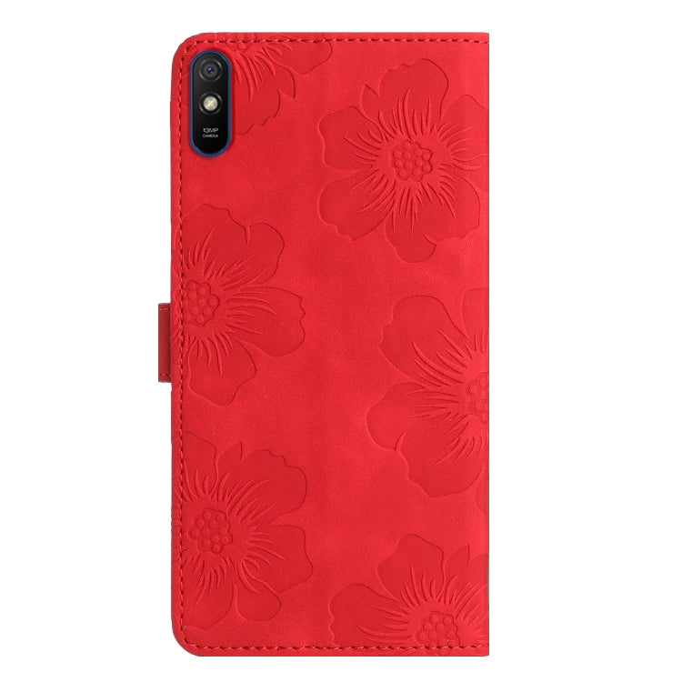 For Xiaomi Redmi 9A Flower Embossing Pattern Leather Phone Case(Red) - free shipping - PMC TechLife - Order now!