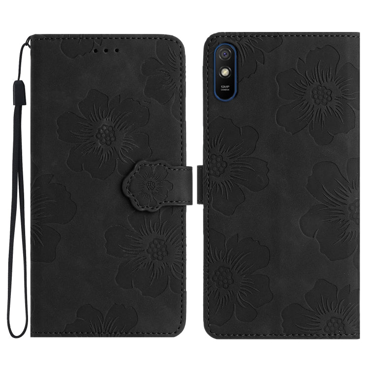 For Xiaomi Redmi 9A Flower Embossing Pattern Leather Phone Case(Black) - free shipping - PMC TechLife - Order now!