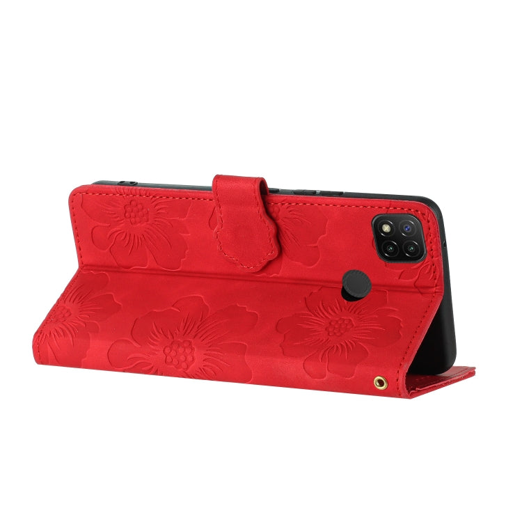 For Xiaomi Redmi 9C Flower Embossing Pattern Leather Phone Case(Red) - free shipping - PMC TechLife - Order now!